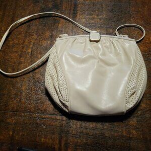 90's vintage mini cross cream body purse with square clasp